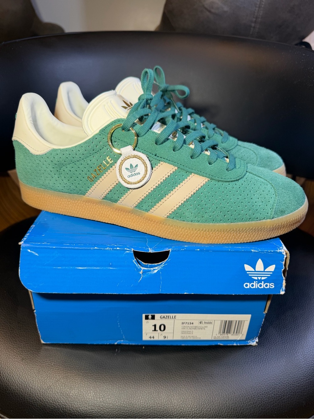 Size 10 - adidas Gazelle Collegiate Green Beige IF7154 Box